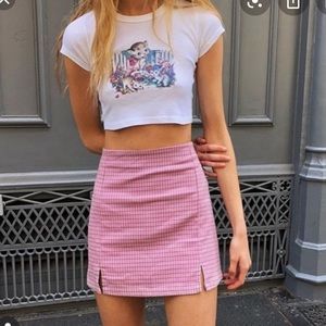 Brandy Melville pink gingham cara pencil skirt
